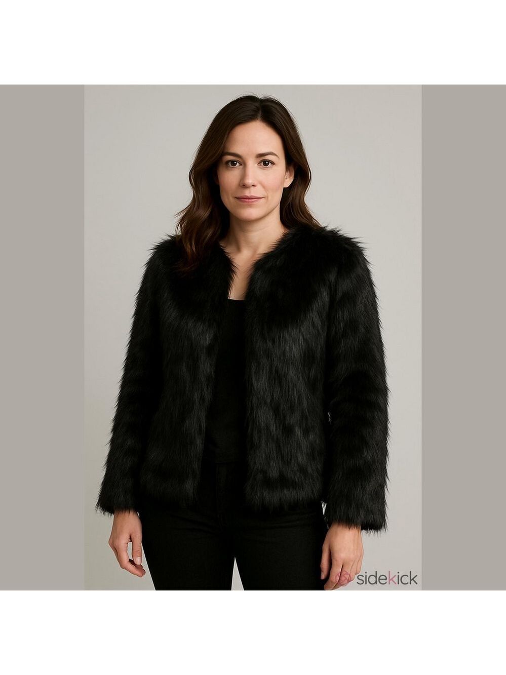 The Bay black faux fur jacket Womens size Small Medium shaggy Rockstar Glam